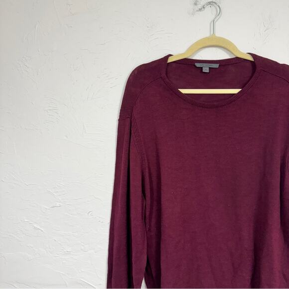 John Varvatos Burgundy Cotton Crew Neck Sweater Mens XL Casual Preppy Pullover - Picture 4 of 12
